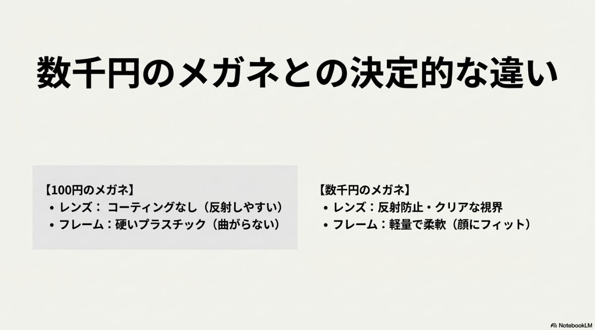 100均 伊達メガネ キャンドゥ　フレームの「かけ心地」