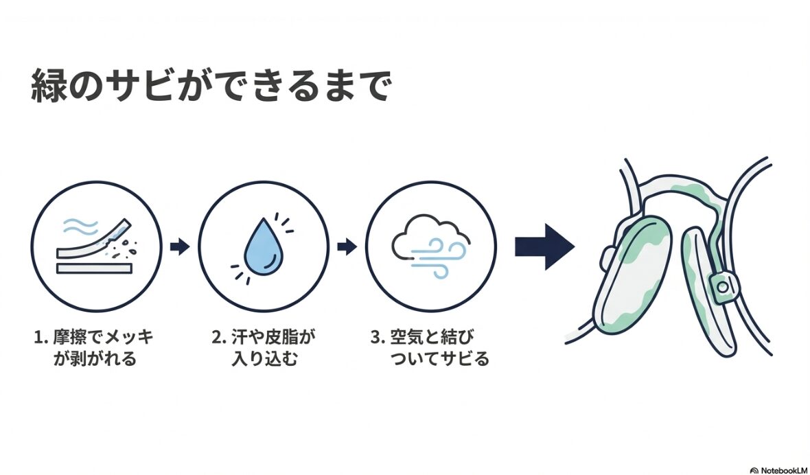 眼鏡 鼻あて 緑　緑の汚れの正体はカビではありません2