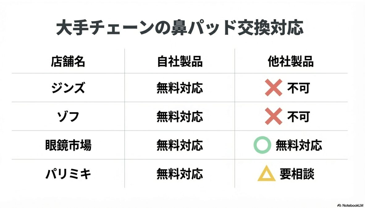 眼鏡 鼻あて 緑　プロに任せて鼻パッドを交換しよう