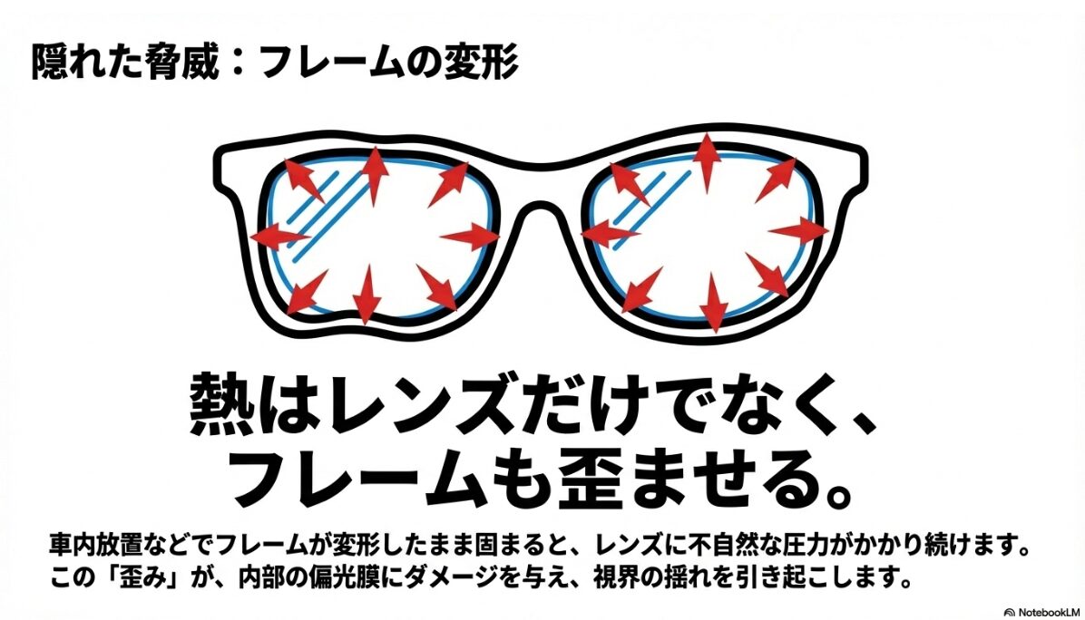 偏光 レンズ 寿命　フレームの変形がもたらす「二次被害」