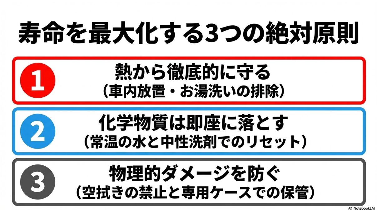 偏光 レンズ 寿命　偏光レンズを長持ちさせる3つの鉄則