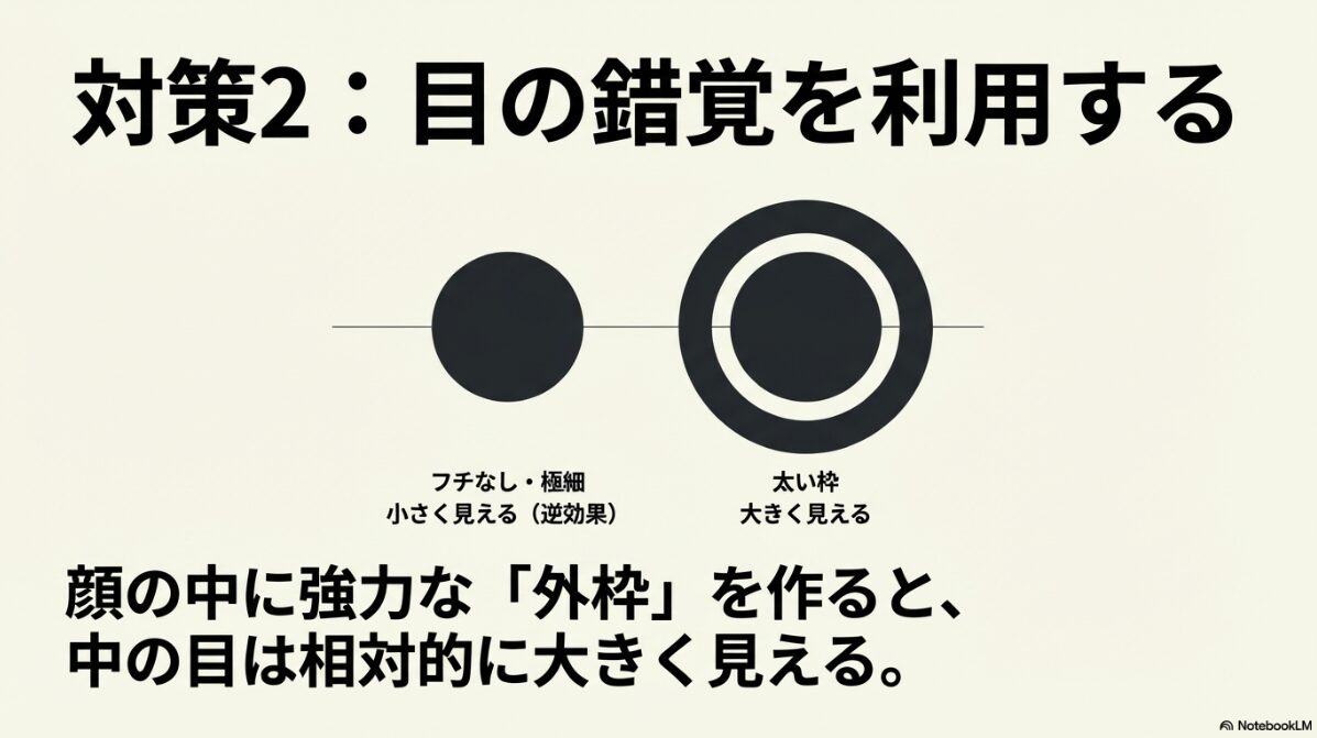 眼鏡 目が小さくなる レンズ 薄く　錯視を利用して脳の認識をハックする