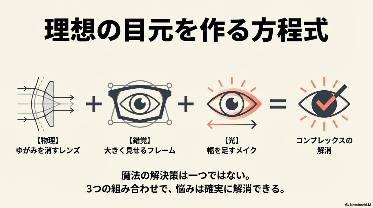眼鏡 目が小さくなる レンズ 薄く　眼鏡で目が小さくなる悩みはレンズを薄くして解決