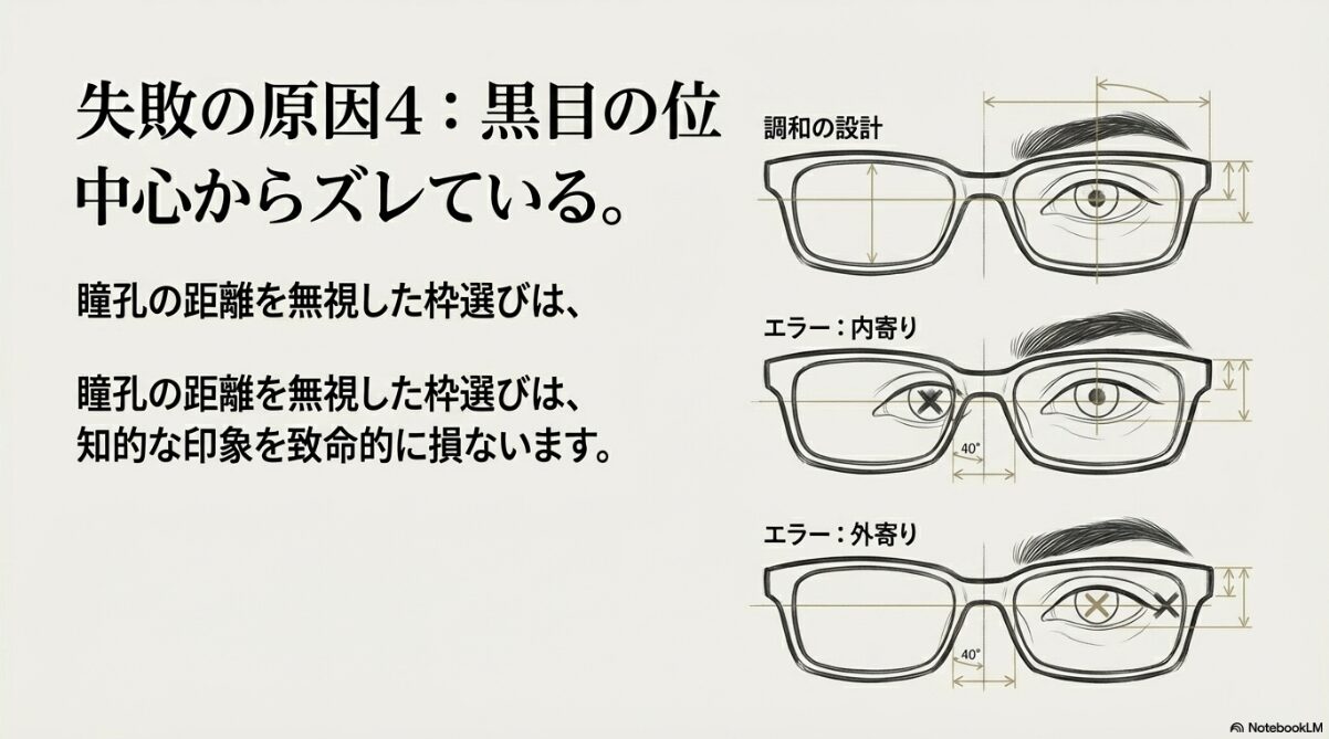眼鏡が似合わない イケメン　瞳孔位置のズレが似合わない理由