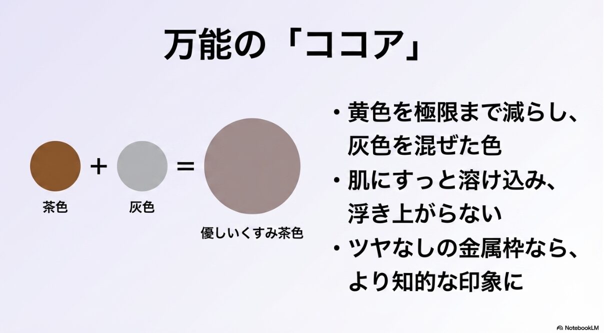 ブルベ 夏 メガネ　ブラウン　ブルベ夏はココアブラウンのメガネを