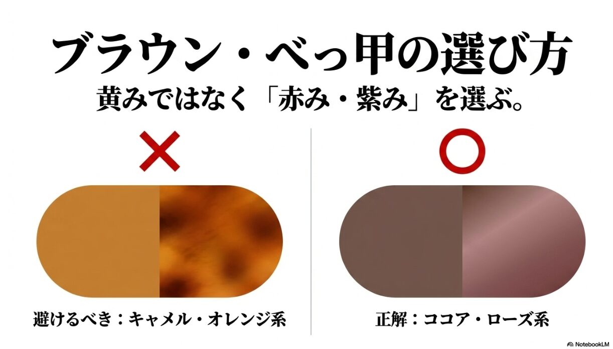 ブルベ 夏 メガネ　色　べっ甲柄は赤みブラウンを選ぶのが鍵