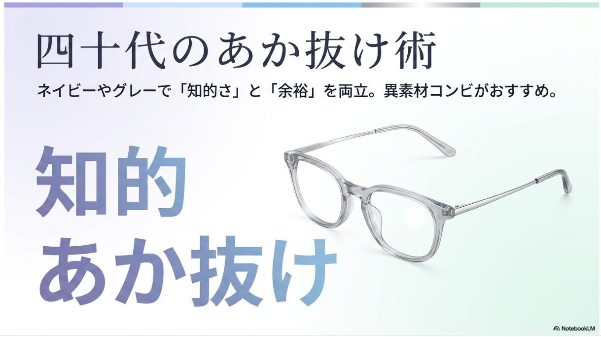 ブルベ 夏 メガネ　色　40代の大人に似合うあか抜けスタイル