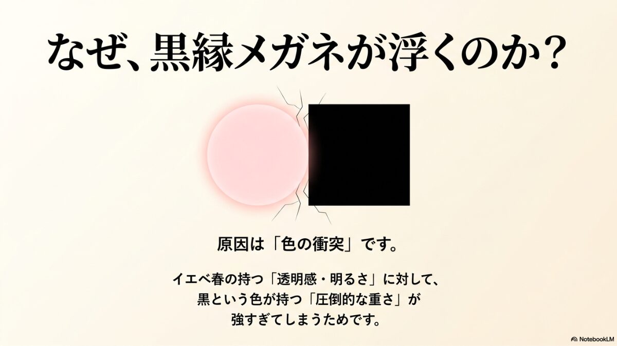 イエベ 春 黒縁 メガネ　似合わないと感じる理由と視覚的メカニズム