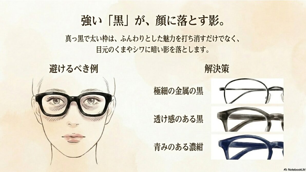 イエベ 春 メガネ 色　黒縁メガネはイエベ春に似合わない？