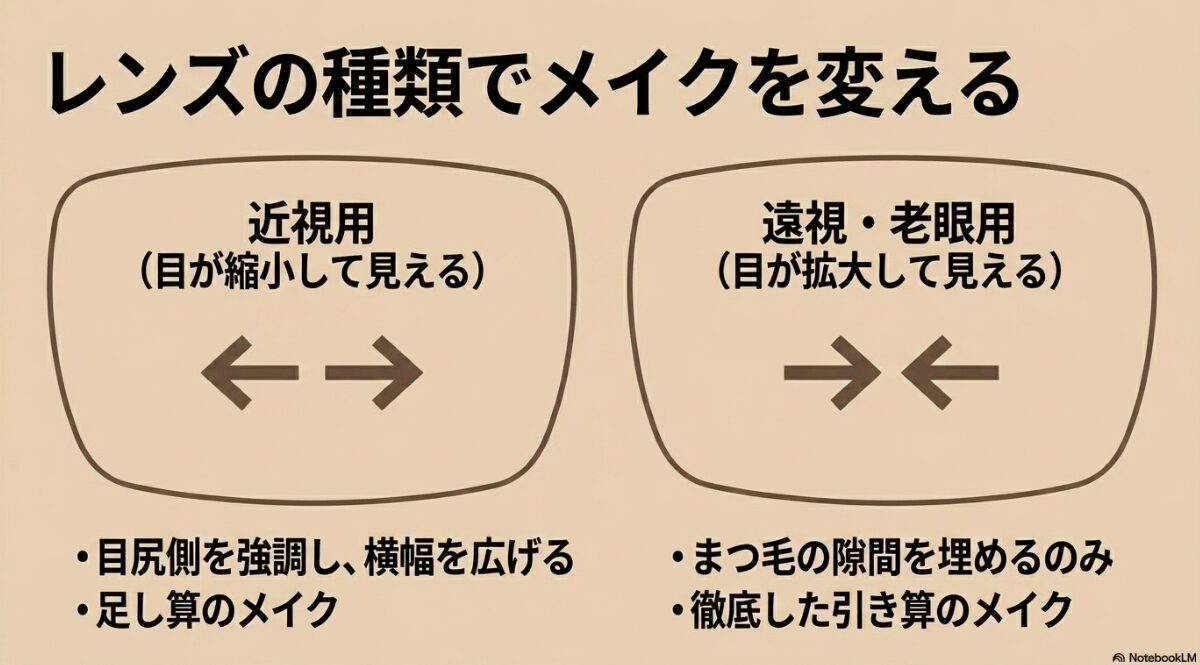 メガネ　メイク　レンズの特性と視覚的変化