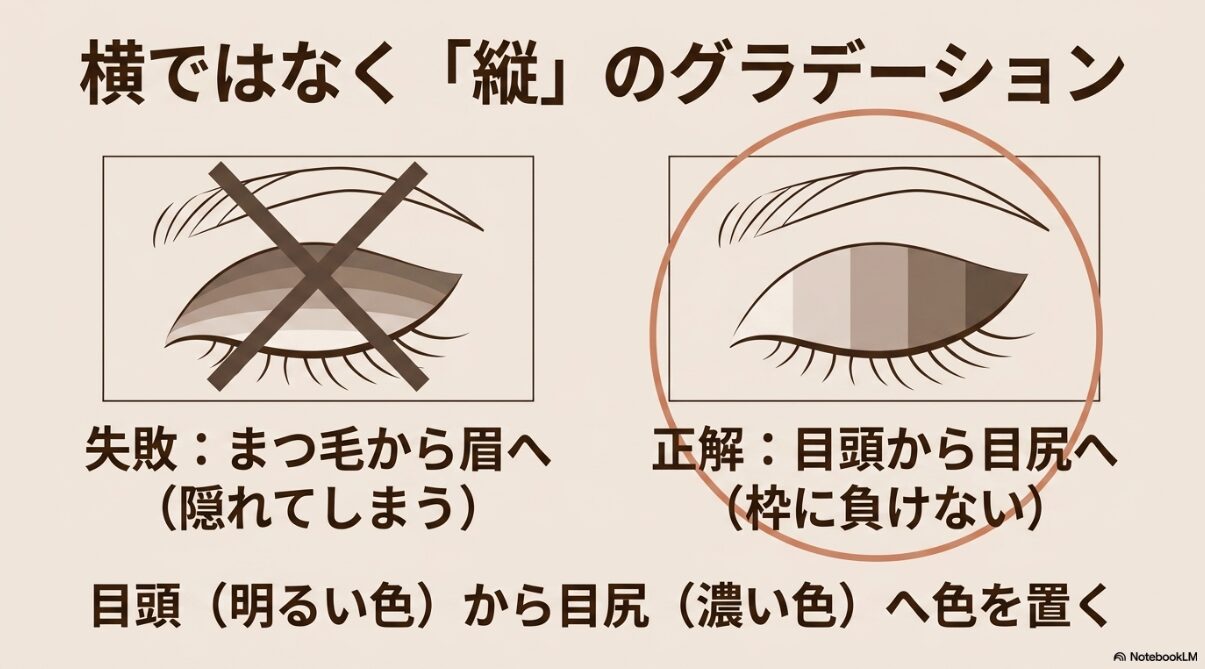 メガネ　メイク　横割りではなく「縦割り」が正解
