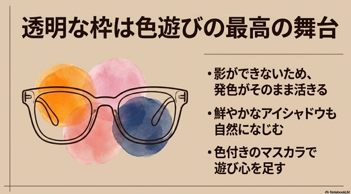 メガネ　メイク　コスメ本来の発色を最大化する