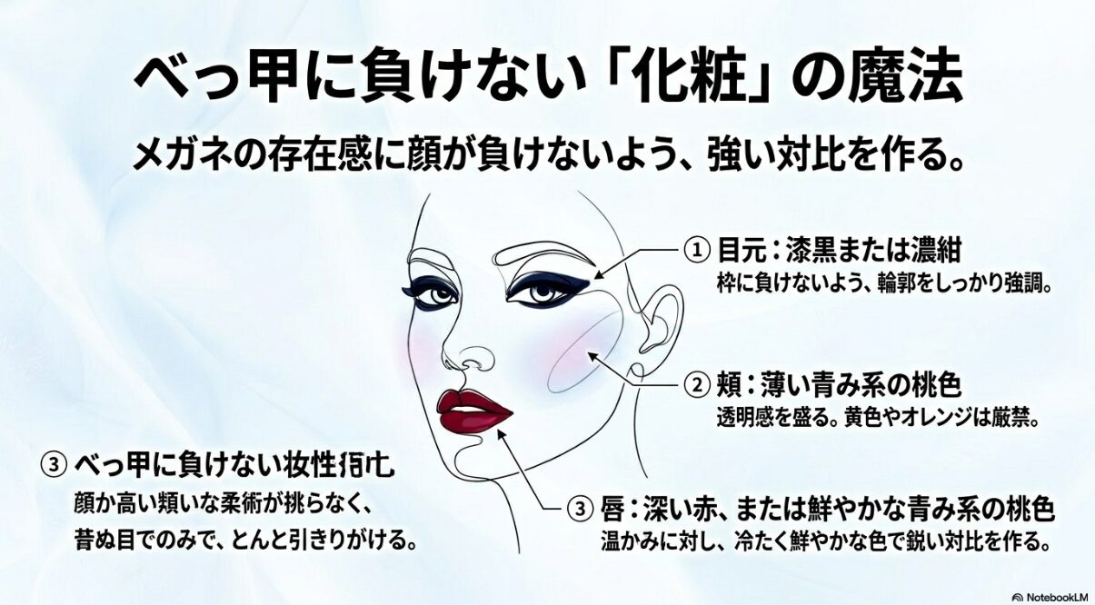 ブルベ 冬 メガネ べっ甲　べっ甲メガネに合うコーデとメイク