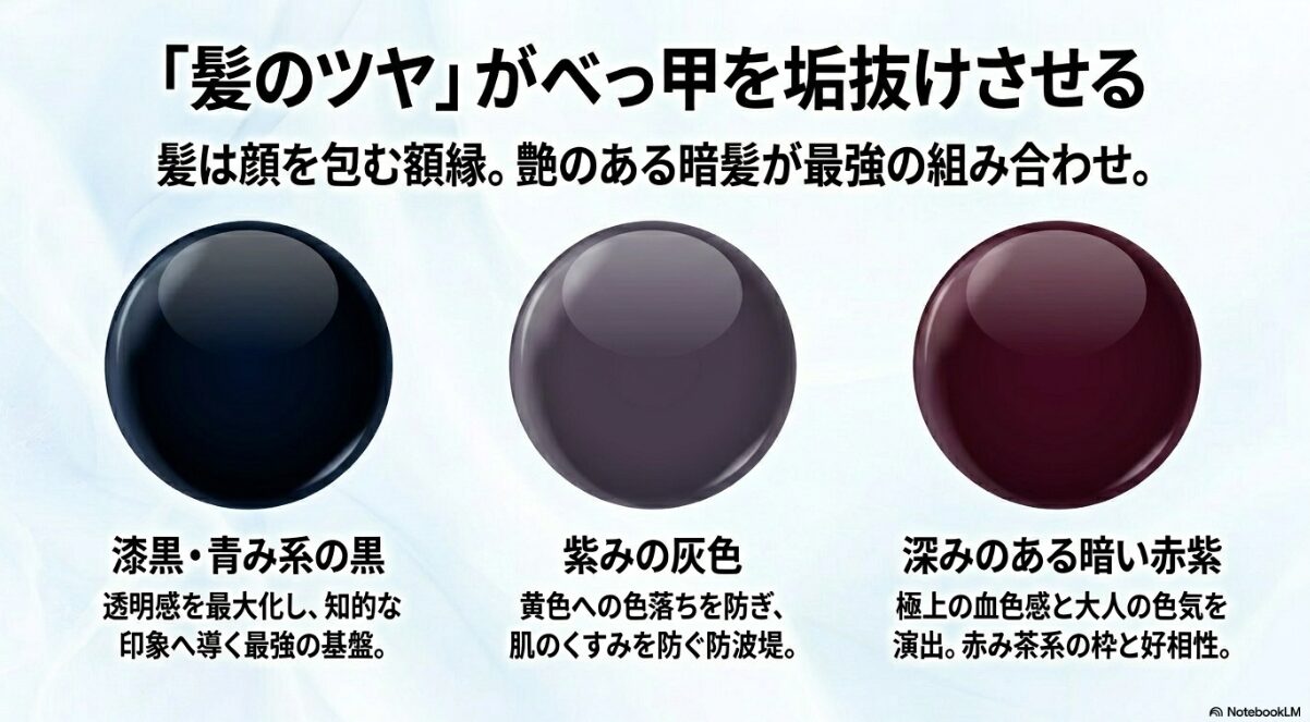 ブルベ 冬 メガネ べっ甲　ブルベ冬の髪色とメガネの組み合わせ