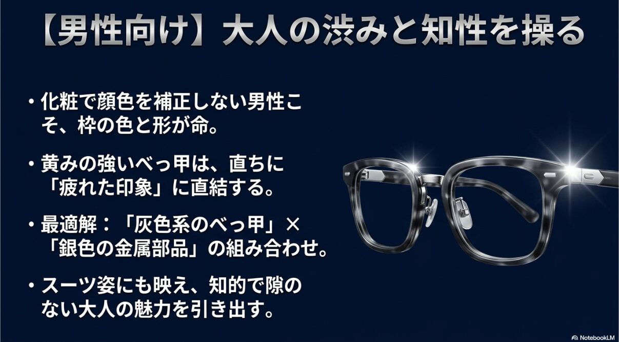ブルベ 冬 メガネ べっ甲　ブルベ冬メンズのべっ甲メガネおすすめ