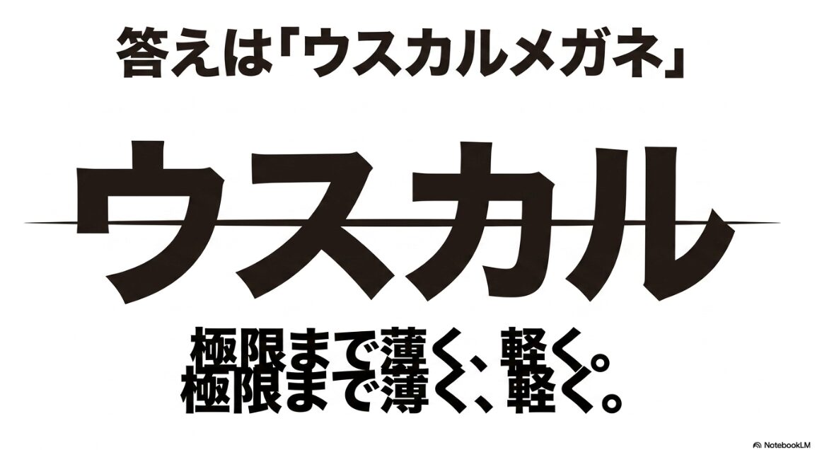 強度近視の悩みを解決する答えはウスカルメガネであることを示すスライド
