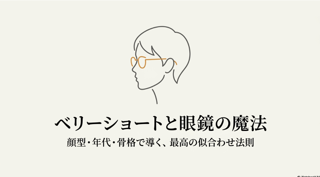 髪の枠が消え、眼鏡が顔の印象を決めることを図解した、ベリーショートとメガネの似合わせ術のアイキャッチ画像