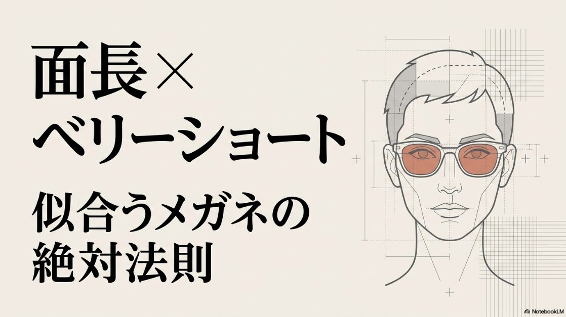 面長とベリーショートの組み合わせに似合うメガネ選びの絶対法則を示すアイキャッチ画像