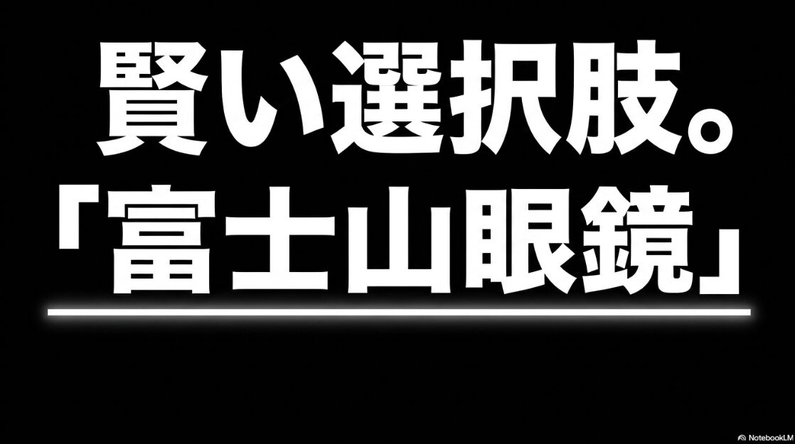 賢い選択肢。「富士山眼鏡」と書かれたスライド。