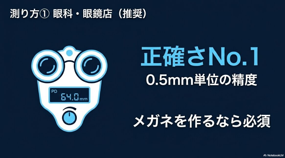 眼科や眼鏡店で使用されるPDメーターは0.5mm単位の精度で正確に測定可能