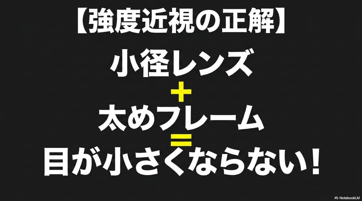 強度近視の正解は小径レンズと太めフレームの組み合わせ。これで目が小さくならない