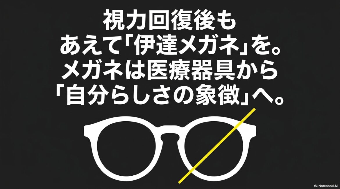 視力回復後もあえて伊達メガネを楽しむ。メガネは自分らしさの象徴へ